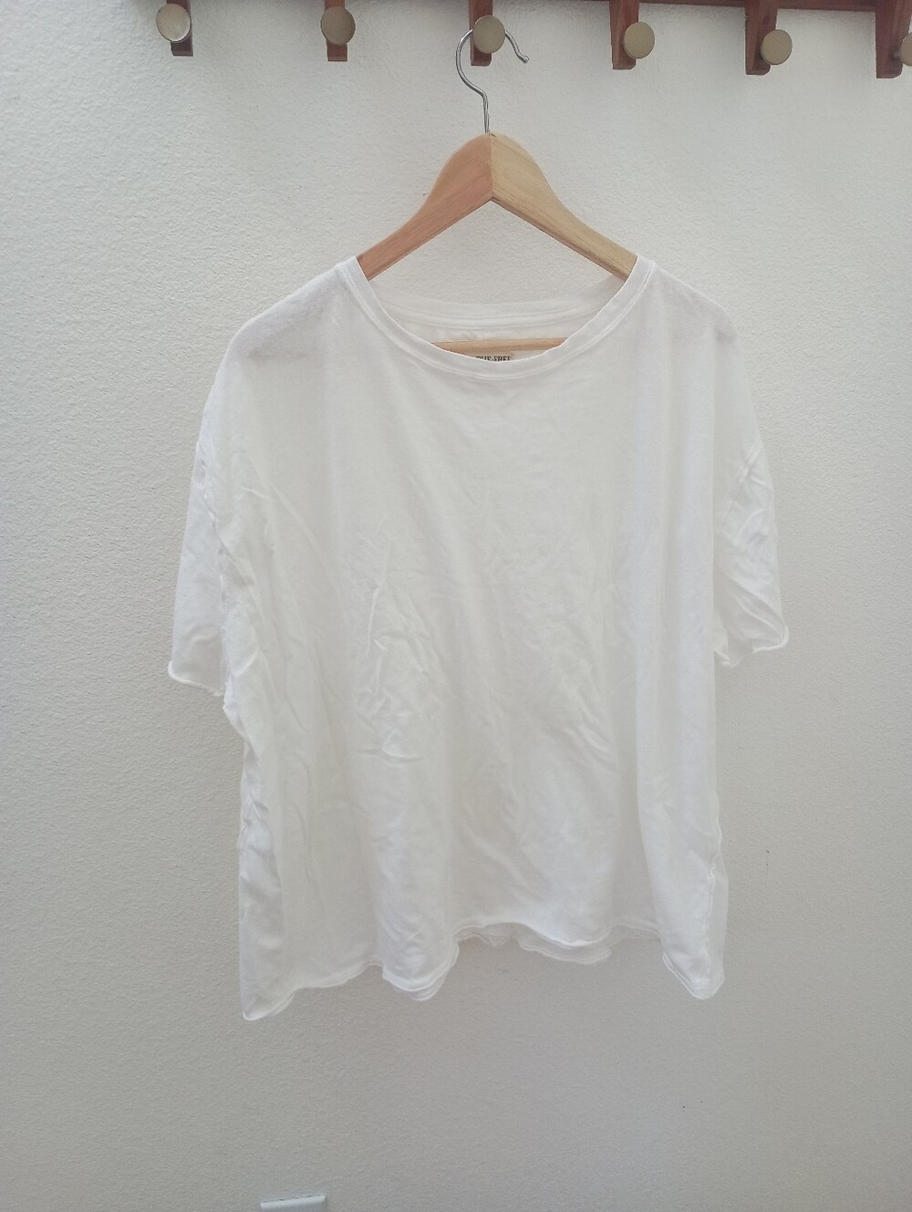 We The Free People White Oversized Tee Shirt Size Large NWOT